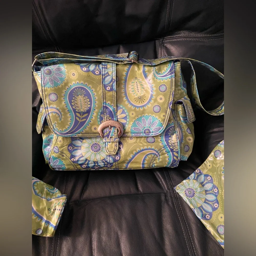 Green Paisley Crossbody Bag with Matching Pouches